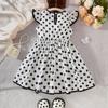Abito alla moda da bambina con stampa pois - Abito estivo da principessa per bambini con fiocco