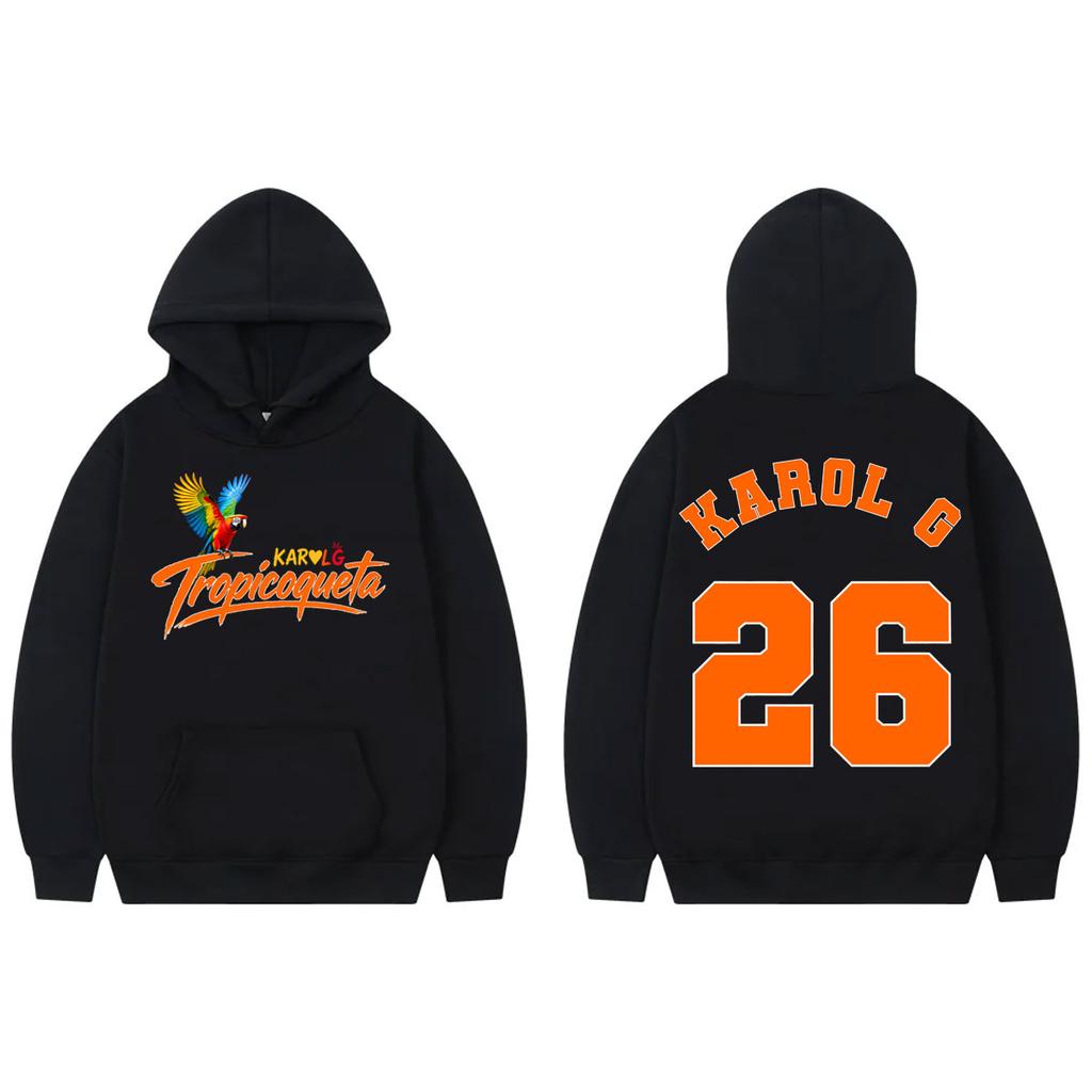 Singer Karol G Tropicoqueta Tour 2026 Print Hoodies Fashion Y2k Oversized Hooded Sweatshirts Unisex Casual Fleece Pullovers