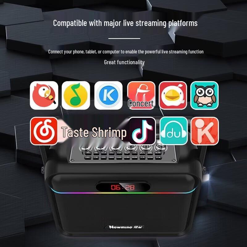 Přenosný Bluetooth karaoke reproduktor Newmine K112, čínská zástrčka (adaptér součástí dodávky)