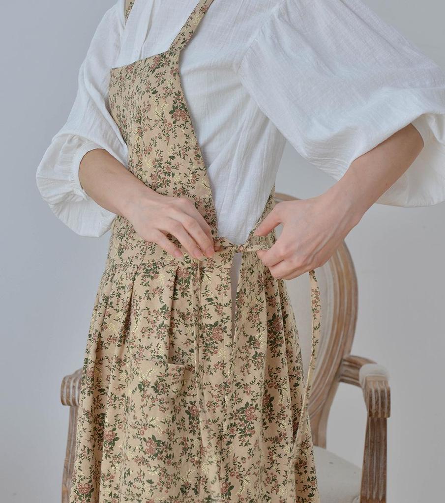 Korean Style Adjustable Cotton Waterproof Printed Apron with Pocket