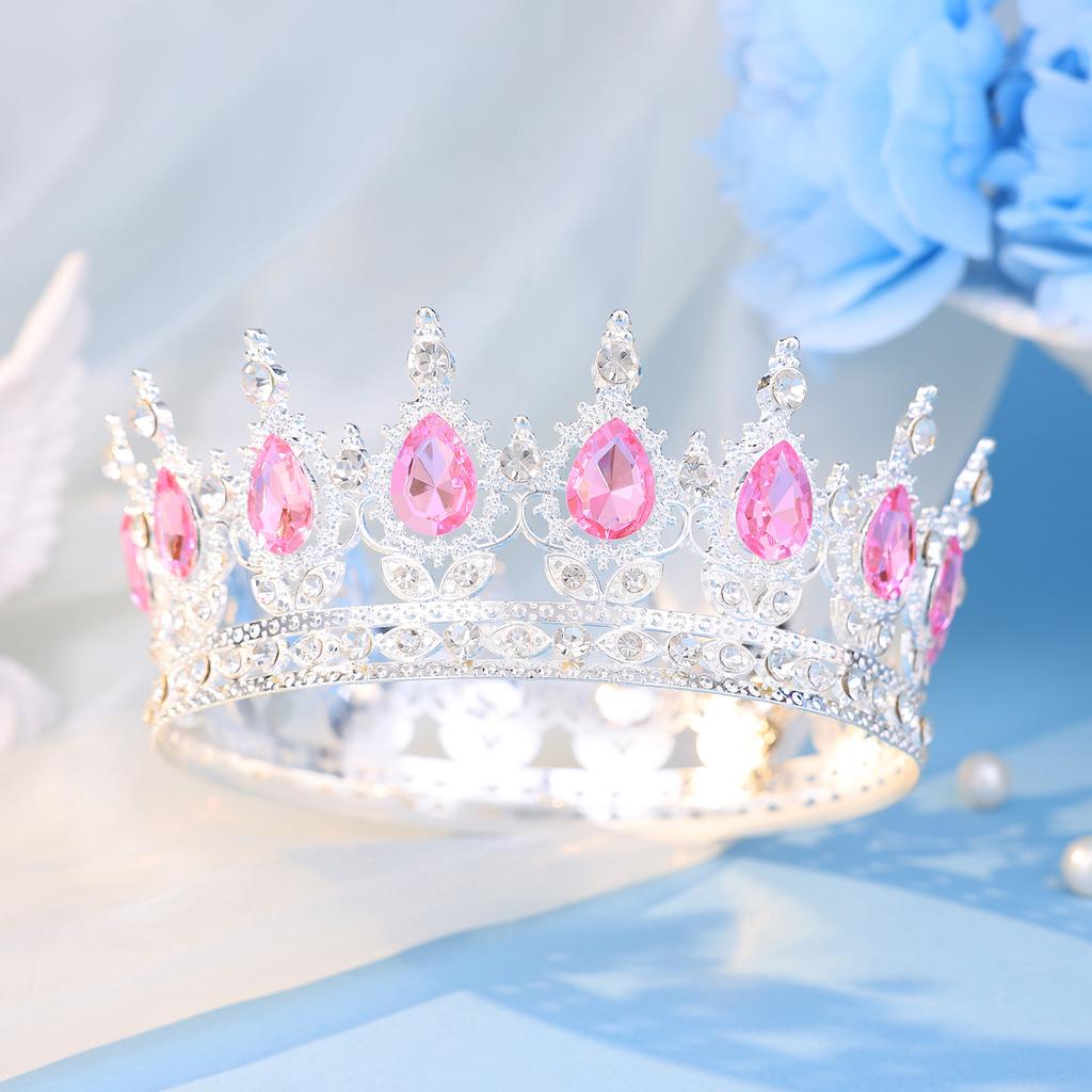 Fashion Crystal Rhinestone Round Tiaras And Crowns For Bride Women Queen Princess Diadems Girls Wedding Hair Accessories