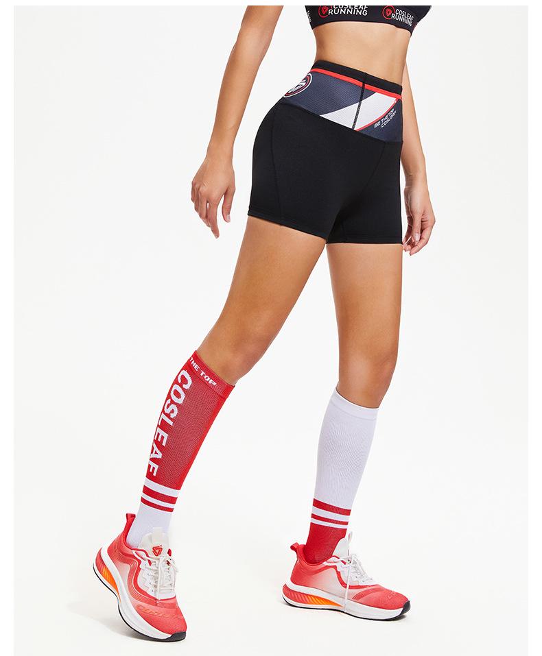 Women's Fashion Printed Compression Running Shorts with Pockets, Quick-Drying, Full Waist Fit.