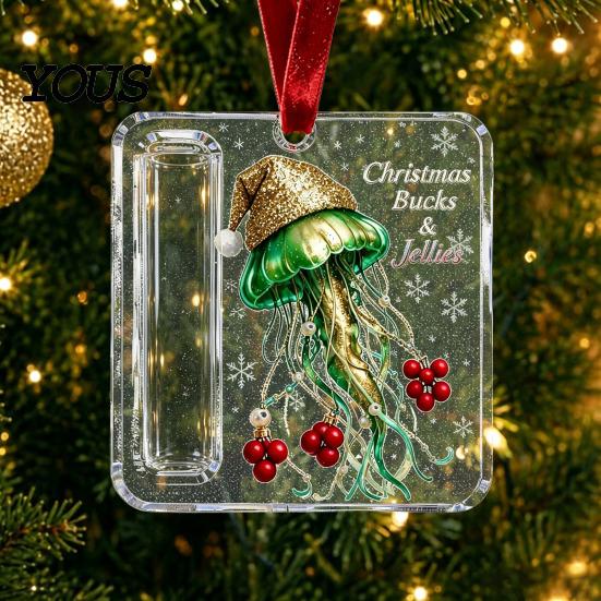 Money Holder Ornament Christmas Acrylic Ornament, Xmas Holiday Cash Present with Slot, Tree Hanging Gift Decoration