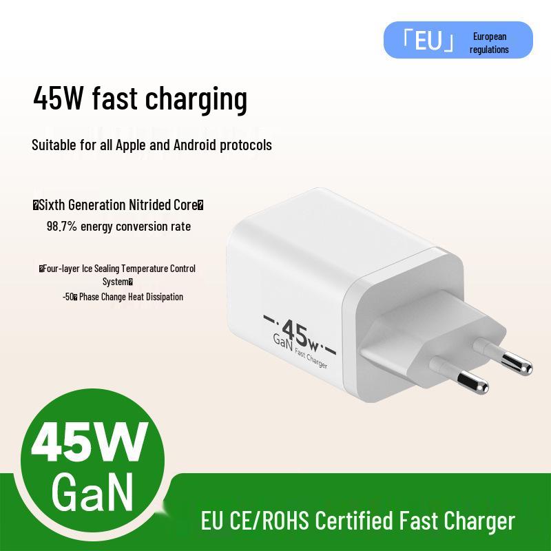 45W GaN Charger: CE/ROHS Certified Fast Charge with Full Protocol Support