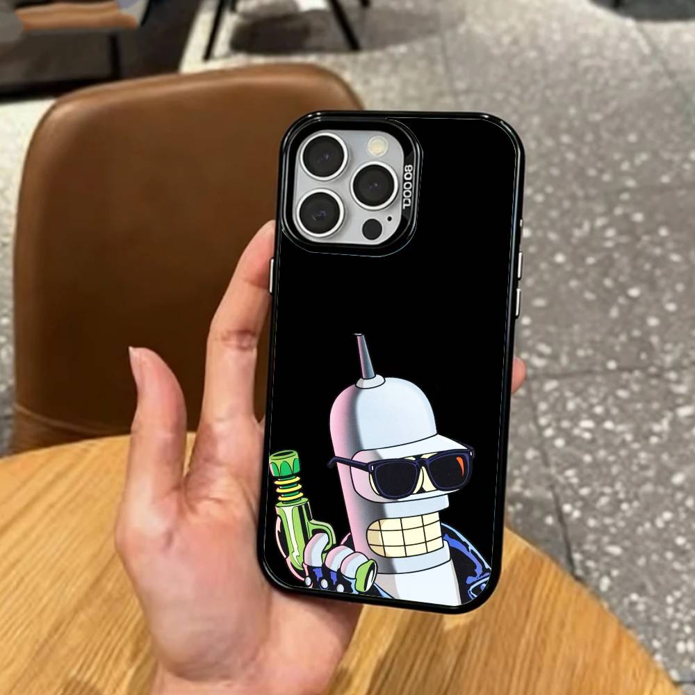 F-Lustig B-Bender F-Futurama Handyhülle Für iPhone17,16,15,14,13,12,11 Plus,Pro Max Bunte Silberbeschichtete Innenseite