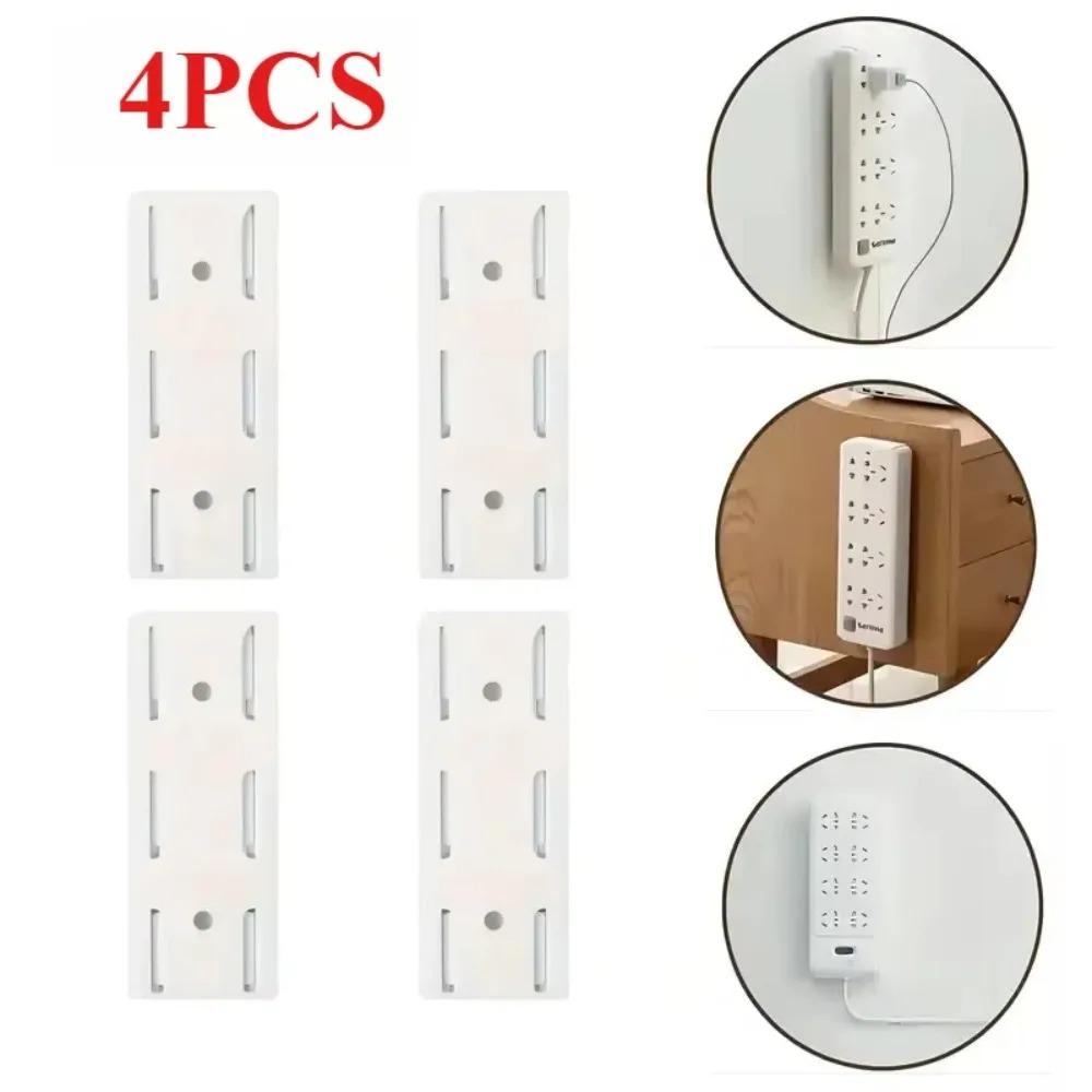 Self Adhesive Power Strip Holder Wall Mounted Removable Socket Fixer Cable Organizer for Office Home Desktop Storage Rack Use