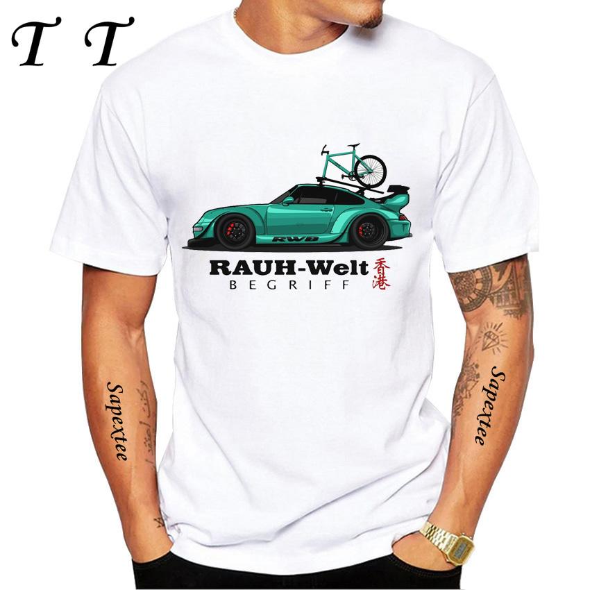 New Summer Men Short Sleeve Retro Turbo RWB 993 T-Shirt Hip Hop Casual Tops Vintage Harajuku Sport Car Fashion White Tees