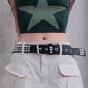Unisex Square Bead Punk Style Stainless Steel Rivet Hip Hop Belt for Jeans