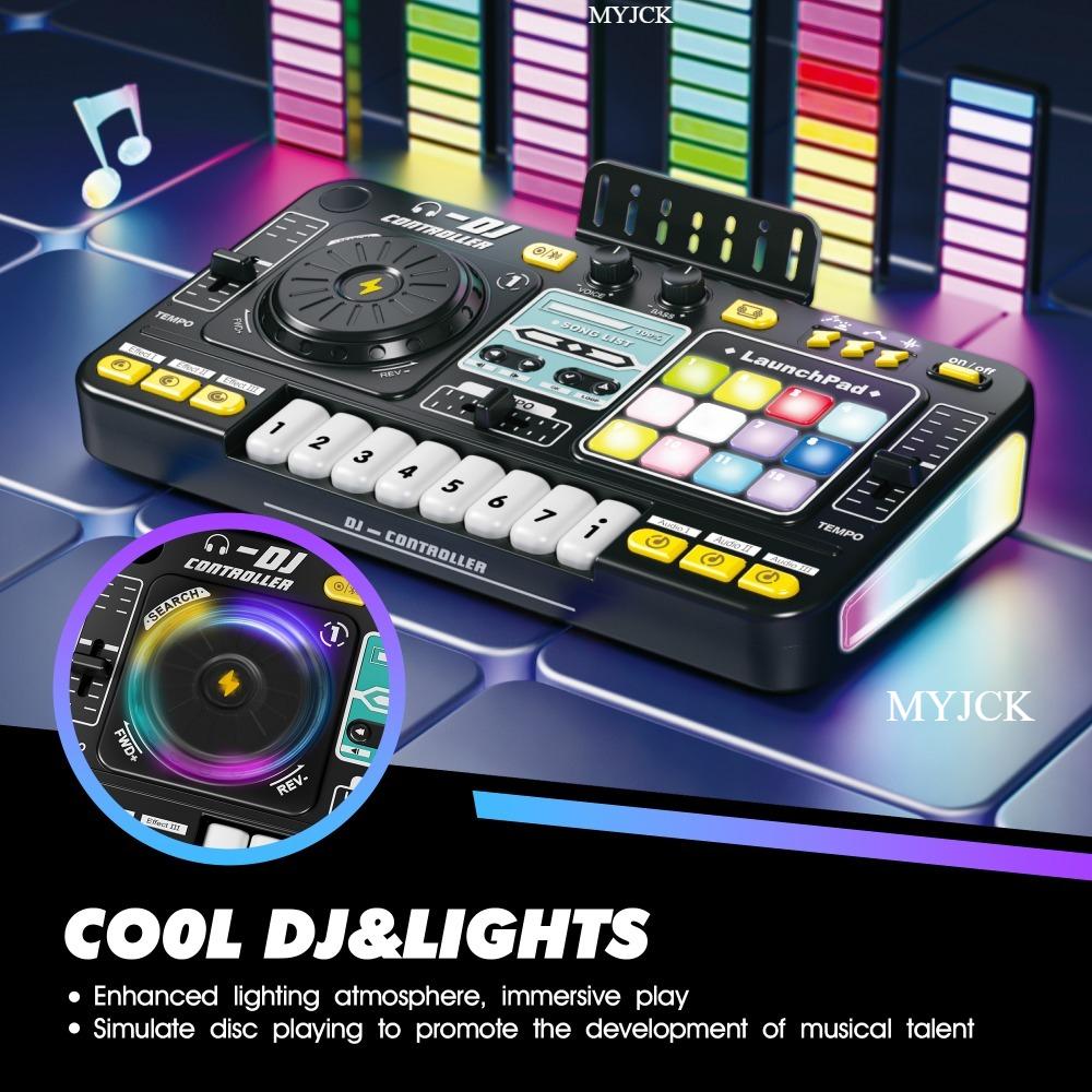 Non-Toxic Kid Dj Mixer With Microphone Electronic Piano Keyboard Bluetooth Dj Turntable Controller Musical Instrument Kid Christmas Gift