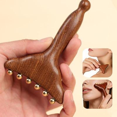 Brass Gua Sha Meridian Body Massager Sandalwood Skin Scraping Meridian Lymphatic Muscle Relief Massage Copper Guasha Board