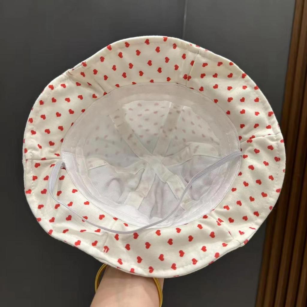 Niedlicher Blumenpunkt Schleifendruck Baby Bucket Hat mit Ohren Sommer Baumwolle Kleinkind Mädchen Fischerhut Outdoor Säugling Sonnenschutz Kappen