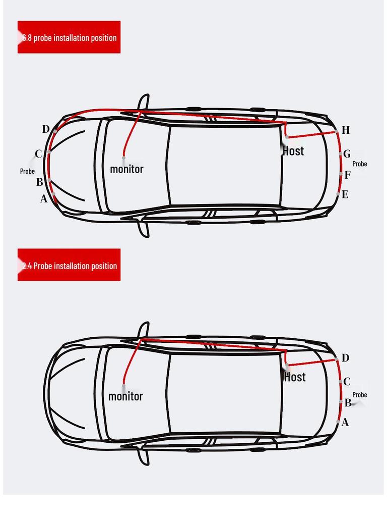 Boruisi Crescent LED Reversing Radar with Beeping Sound and 8 Sensors