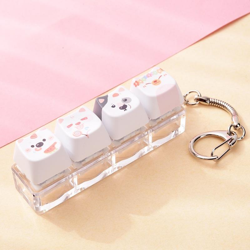 Portable Cute Animal Glowing Fidget Keyring Mechanical Keyboard Pendant Stress Relief Toy for Autism Kids