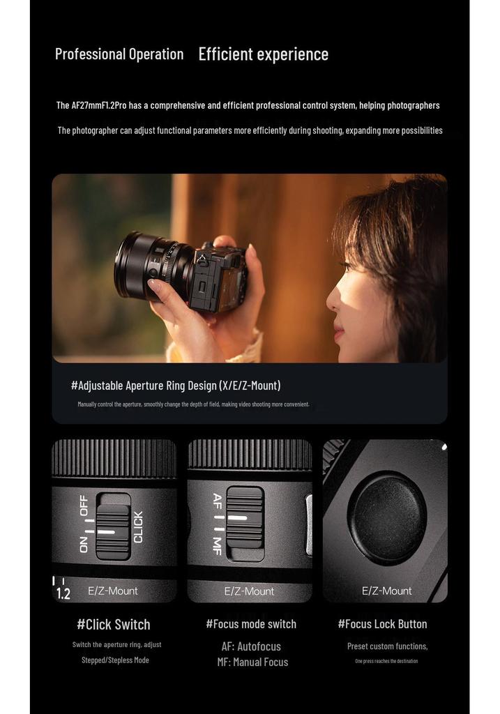 Viltrox 27mm f/1.2 Pro Prime Lens for F/Z/E Mount Mirrorless Cameras with Autofocus