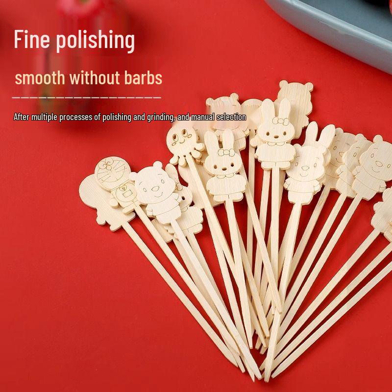 Cute Cartoon Bamboo Skewers for Tanghulu & Rock Candy - Child-Friendly Disposable Fruit Skewers