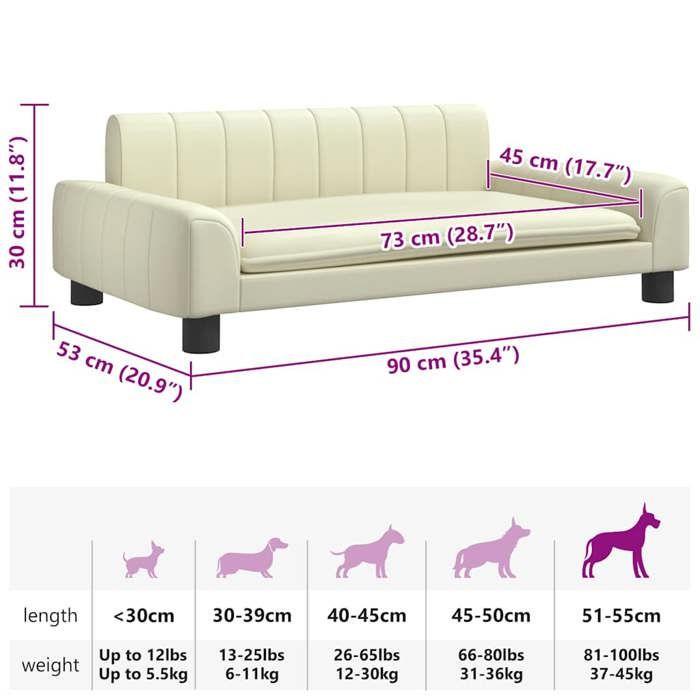VidaXL Lit pour chien crème 90x53x30 cm similicuir 171853