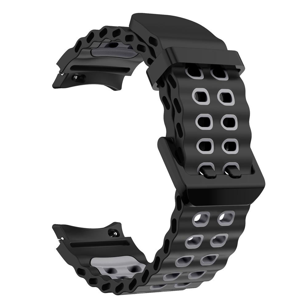 Inga Mellanrum Tvåfärgad Marin Sport Silikonrem För Samsung Galaxy Watch 7 FE 6 5 Pro 4 44mm 40mm Klocka och Armbandsrem