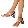 Large size thick heel slippers women's fashion one-character high heel cool slippers simple color matching strap slippers women
