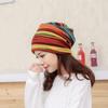 Women Stripe Hat Ruffle  Hat  Scarf  Collar Turban Head Wrap Cap
