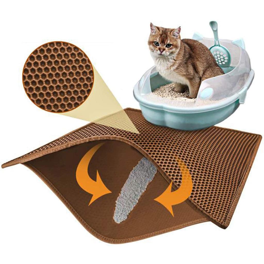 Cat Litter Mat Capture Mat Double Layer Design Large Size Waterproof and Urine Proof Suitable for Cat Litter Box Easy To Clean