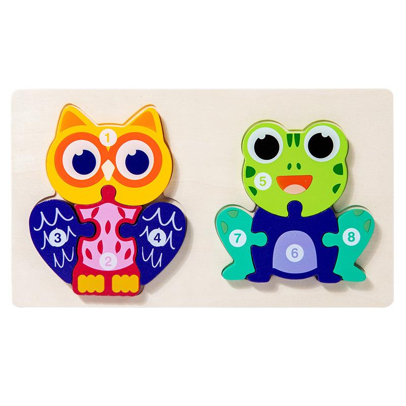 Wooden Food Chain Puzzle Animal Building Block Early Education Children Three-Dimensional Puzzle Intellectual Toy