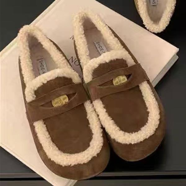 

Модная женская обувь слипоны Лоферы Мех Осень Женская обувь Слипоны Новые Мокасины Зима Ретро Осень Платье Балетки Обувь Мокасины Оту 35