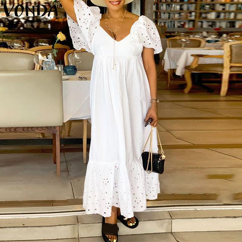 fitted lace wedding dress Vacation style loose deep V-neck printed long dress – Grow It Depot