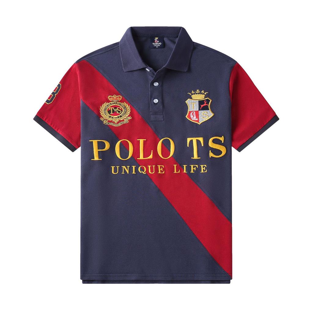 RogueWave Men's Polo Shirt Embroidery Stitching Color Contrast Classic Fashion Original Design Polo Collar Pure Cotton Breathable XS-7XL