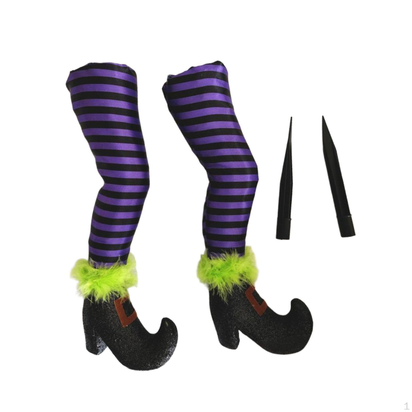 

2 Pieces Halloween Witch Legs Wicked Prop with Stakes Party Lawn Yard Indoor Scary фіолетовий