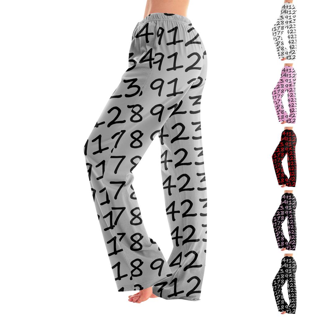 Anime Pysjamasbukser Nattøy Uformelt snøring Elastisk midjebukser Behagelig rett yoga løse bukser