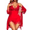 Homewear Lace Simple Casual Suspender Skirt Women'S V Sexy See-Through Nightdress Pure Desire Two-Piece Set