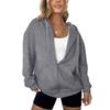 Women's Fashion Casual Solid Color Zipper Jacket Long Sleeve Sweatshirt