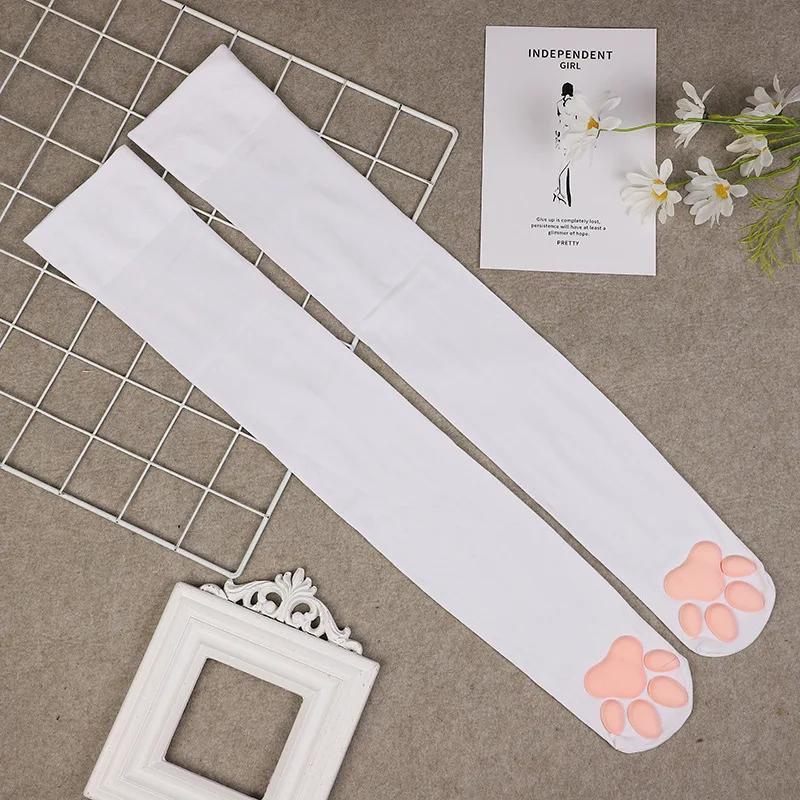 Womens Over Above Knee Socks Thigh High Stockings Kitten Claw Cat Paw Pad Ladies Pink 3D Long Sock Cosplay Harajuku Y2K Female