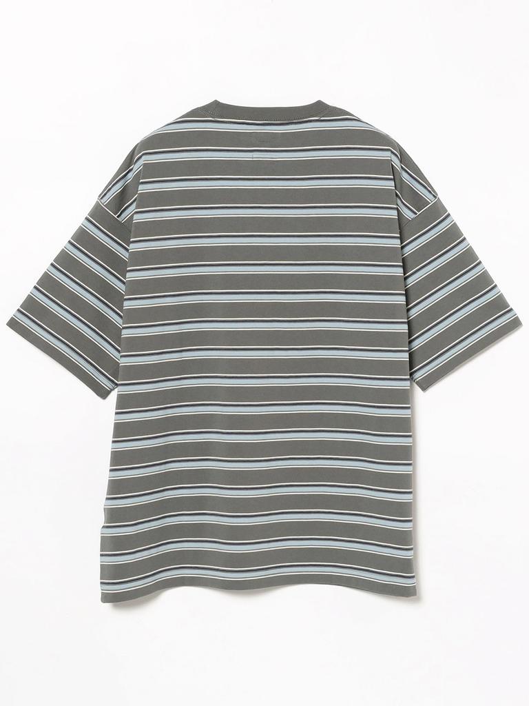 BEAMS TEE Loose Striped Gray Large 11041379639 S/S T-Shirt Men's