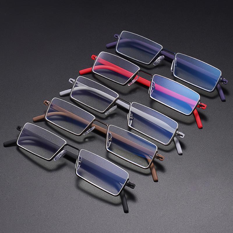 Men Women Metal Blue Light Blocking Reading Glasses With Case Half Frame Hd Prescription Eyewear Presbyopia Diopter