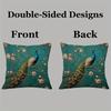 1Pc Luxury Living Room Peacock Pillow Cover, Polyester 2D Double-Sided Print, Vintage Teal Peacock Cushion, Perfect Gift For Bir