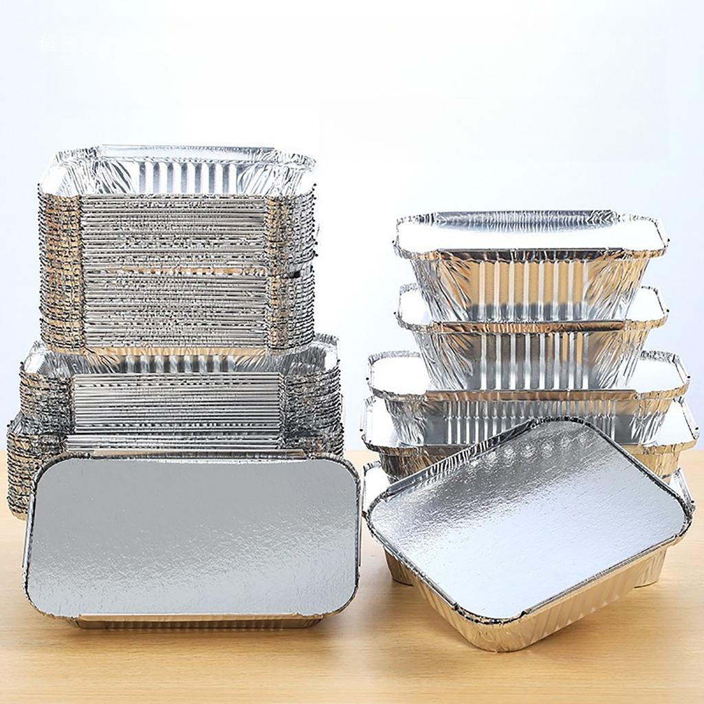Aluminum Frying Pan With Lid, Disposable Foil Frying Pan 50 Pieces