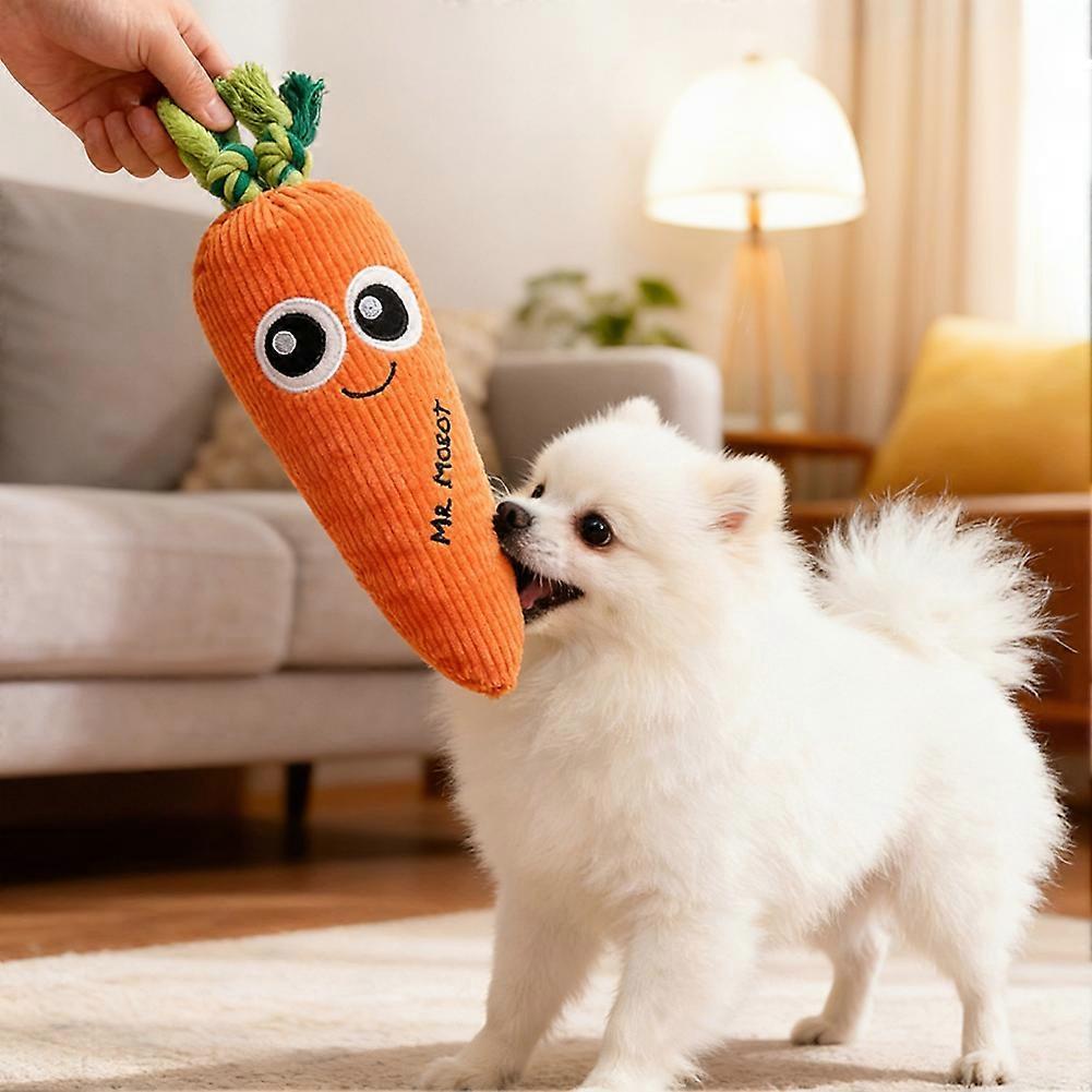 Carrot Dog Toy Cute Squeaky Plush Toys Funny Interactive Pet Carrot Shape Toys with Sound Comfort Soft Pet Supplies for Small Medium Large Dogs
