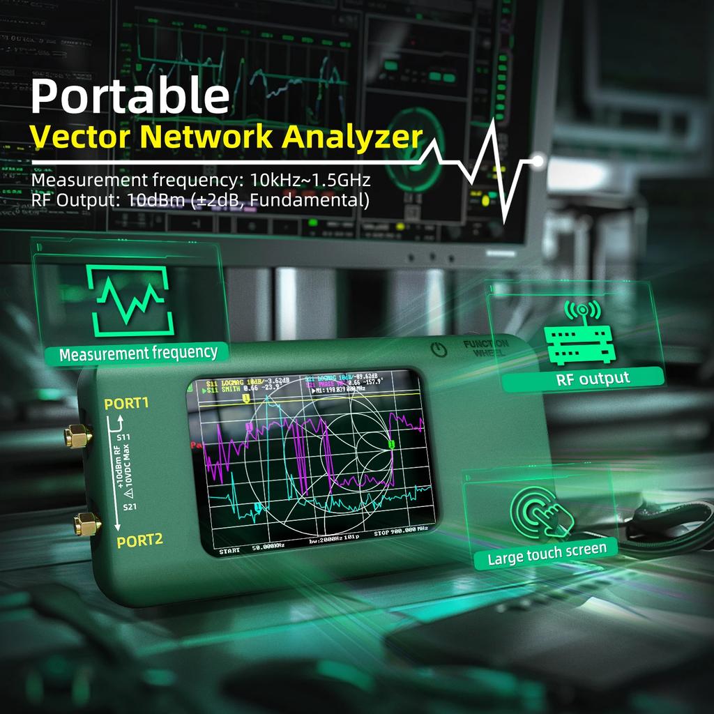 P5 Vector Network Analyzer 10K-1.5GHz Standing Waves HF VHF UHF With 4GB Memory Card 3.98 Inch Screen Display Digital VNA Tester