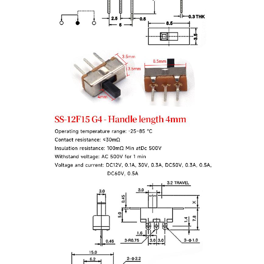 5PCS Mini SPDT Slide Toggle Switch Handle 3/5mm MSS-22D18 SS-12D00 SK-22D07 MSK-12C02 SS-12F44 MSK23D19 - Electronic Component Switches4