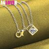 925 Sterling Silver 18 Inch Cubic AAA Zircon Pendant Necklace Jewelry
