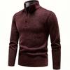 Men S Fleece Lined Half Zip Stand Collar Slim Fit Knit Sweater