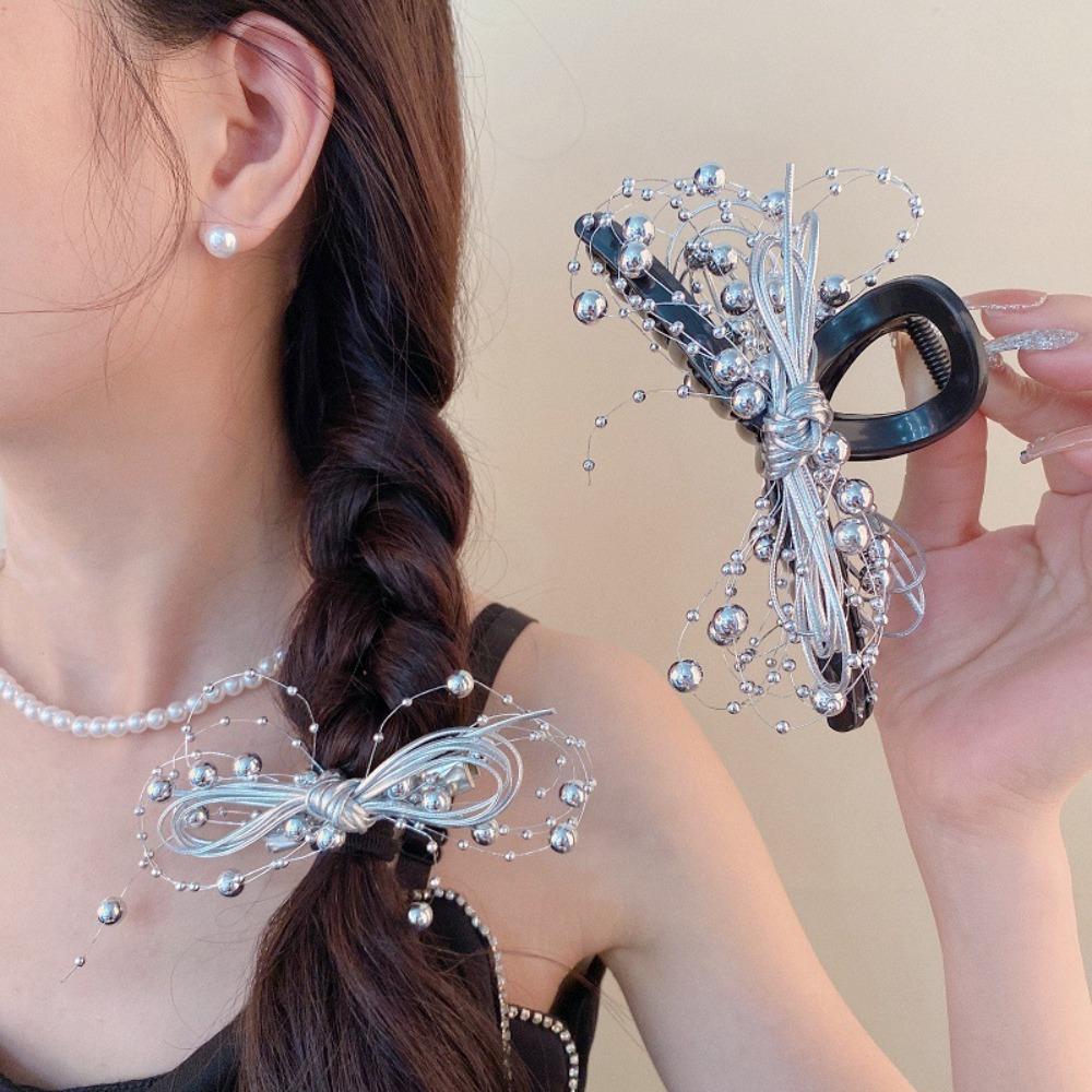 

Кожаный узел PU бант утконос зажим ткань толстая кишка волосы веревки жемчуг серебряный акула зажим ежедневно black-duckbill clip