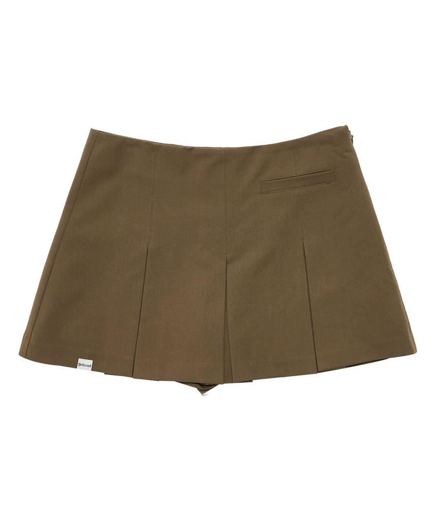 DELICCENT Pleated Short Culottes [Khaki]