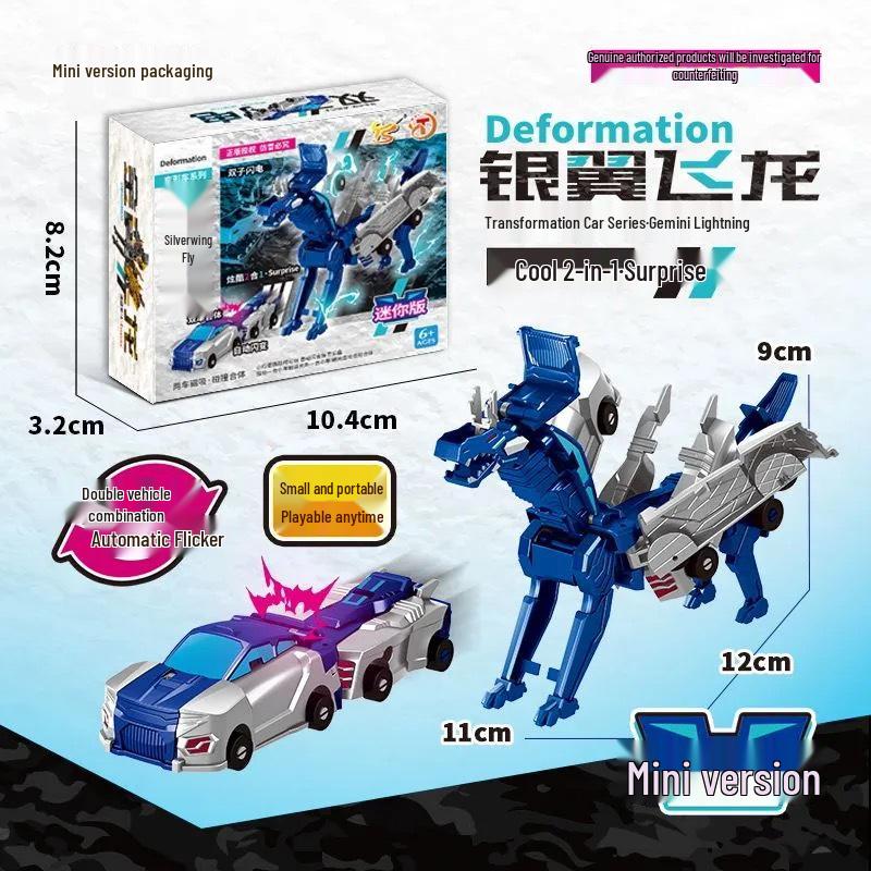 Официально лицензированный набор Kabbow: Магнитный трансформирующийся крылатый Пегас и Серебряный Дракон.