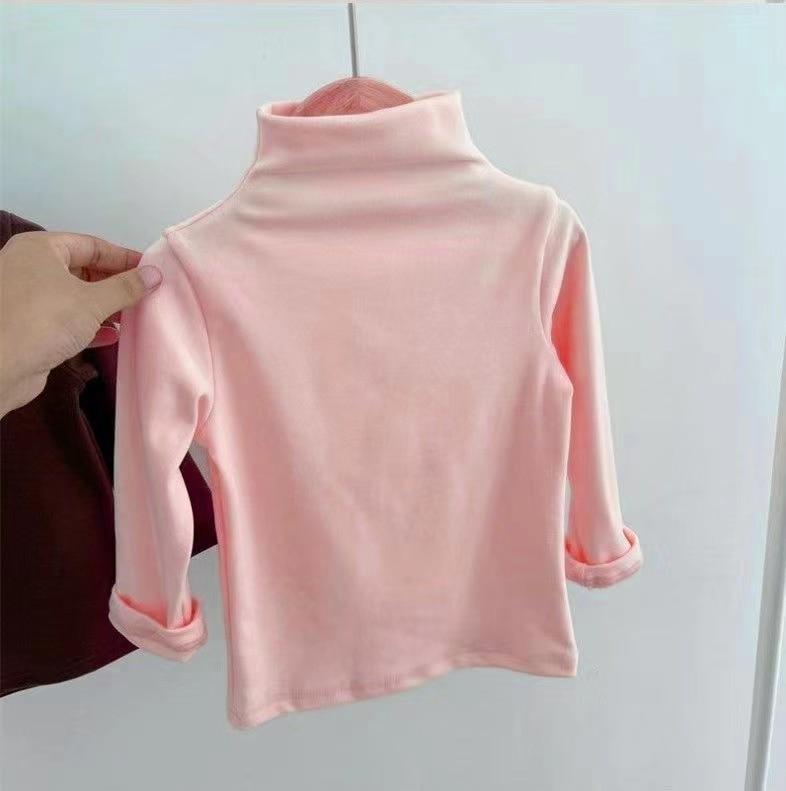 Otoño Invierno niños niños niñas camisetas Tops cuello alto sólido manga larga cálido polar camisas de fondo camisetas para niños