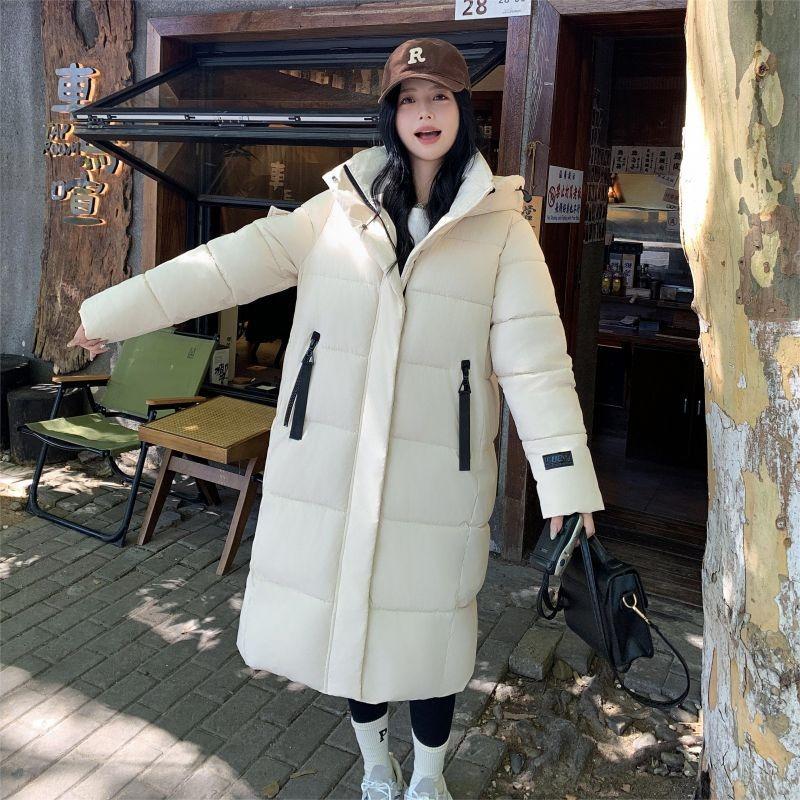 New Cotton-padded Clothes Women's Winter Long Over-the-knee Hooded Women's Cotton-padded Clothes Thickened Cotton-padded Jackets Trendy