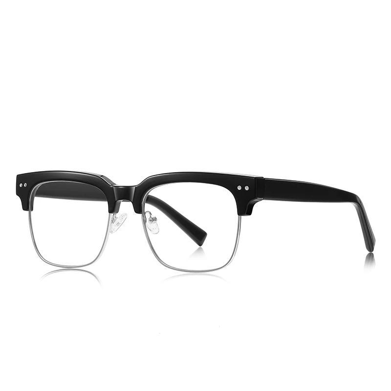 Rivet Frame Square Nearsighted Glasses For Men Blue Light Blocking Oversized Finished Glasses Nearsighted 0 -0.5 -0.75 To -6.0