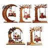 Unique Christmas Exchange Gifts Santa Claus Swing Tabletop Figurine Wooden Xmas Statue with Decorative Holiday Figures Pinecone Snowflake Gift