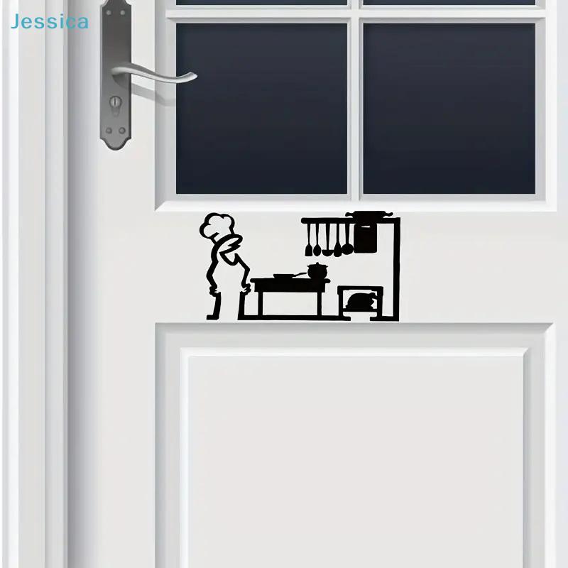 Adesivi Linea Minimalista Line Art Adesivo per Porta Segno per Camera da Letto/Cucina/Bagno Design Personaggio Cartone Animato Decorazione Casa